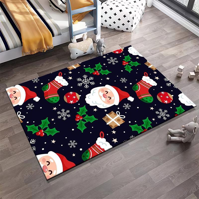 Santa Pattern Christmas Rug Non-slip rug suitable for living room and bedroom sofas