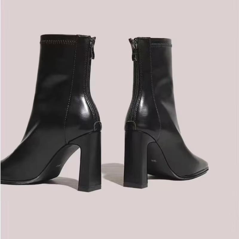 Fashion Back Zipper Modern Boots 2024 New High Quality Ankle Women's Boots  New High Heels Solid Shoes for Women Zapatos Mujer