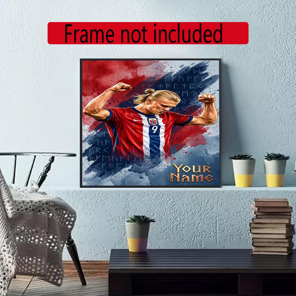 Haaland Customize Your Name Diamond Painting Round Diamond Diy Frameless Holiday Artwork Suitable For Home Office Wall Decoration