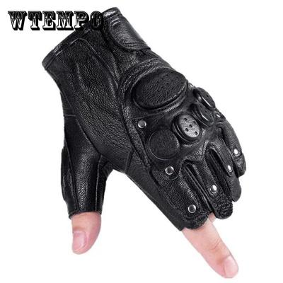 Guanti mezze dita in pelle di pecora Guanti da uomo in pelle antiscivolo per allenamento tattico all'aperto per quattro stagioni da equitazione e guida