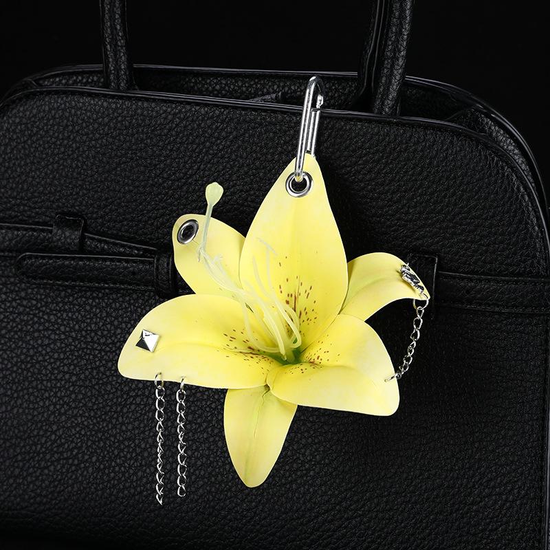 Creative Orchid Lily Simulation Flower Keychain  Backpack Decoration Accessories
