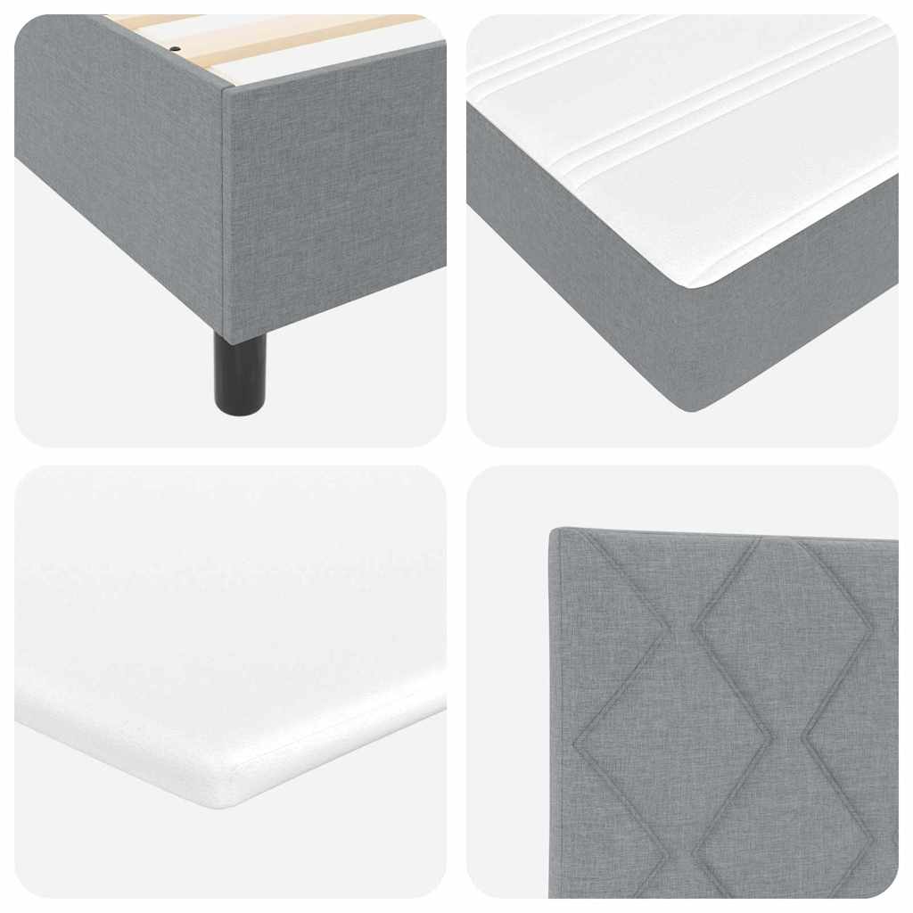 Box Spring Bed with Headboard Light Gray 180 x 200 cm Fabric