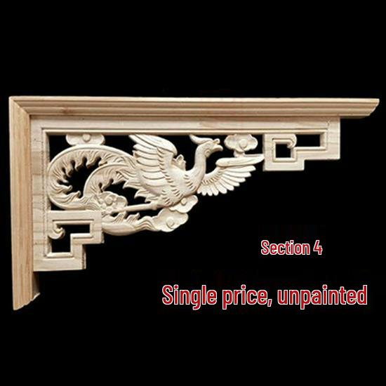 Double-Sided Carved Solid Wood Lintel: New Chinese Antique Corner Decoration for Background Walls