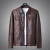 Men's 2023 Leather Motorcycle Jacket - Windproof, Warm, Trendy Outerwear with Lapel for Autumn/Winter