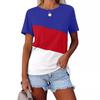 Women's Summer Color Matching Top Casual Short Sleeve Crew Neck T-Shirt
