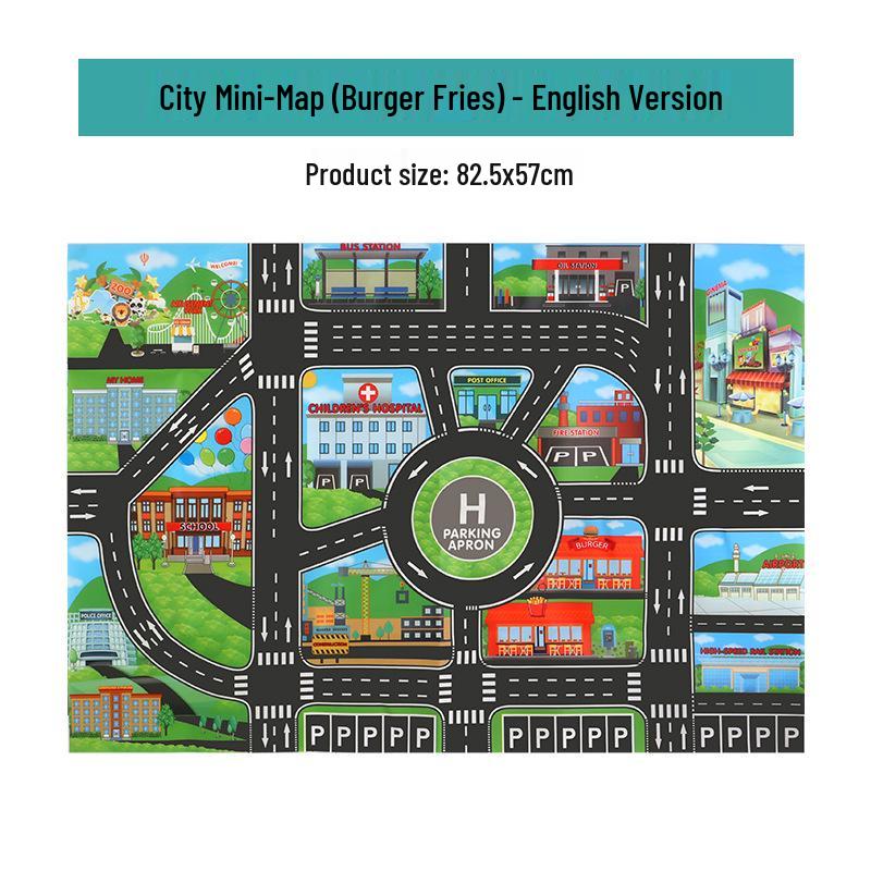 

Children s Toy: Chinese Parking Scene Traffic Signs Map (83x57CM) - Cars and Accessories Not Included