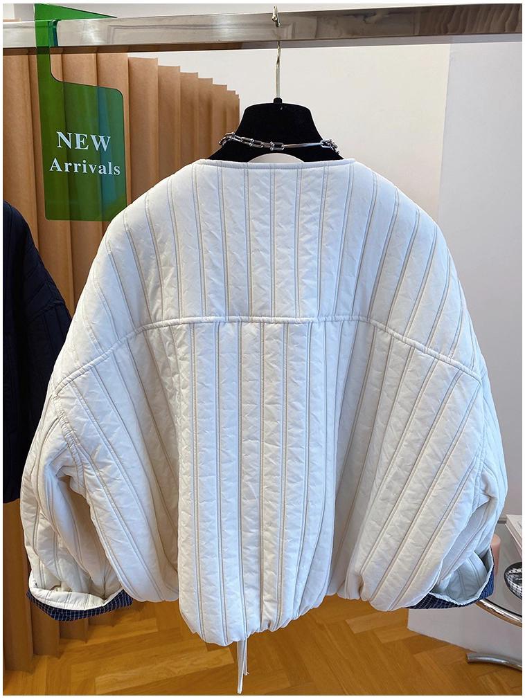 2025 Spring/Autumn Korean Chic Plus Size Quilted Loose Cotton Jacket for Women