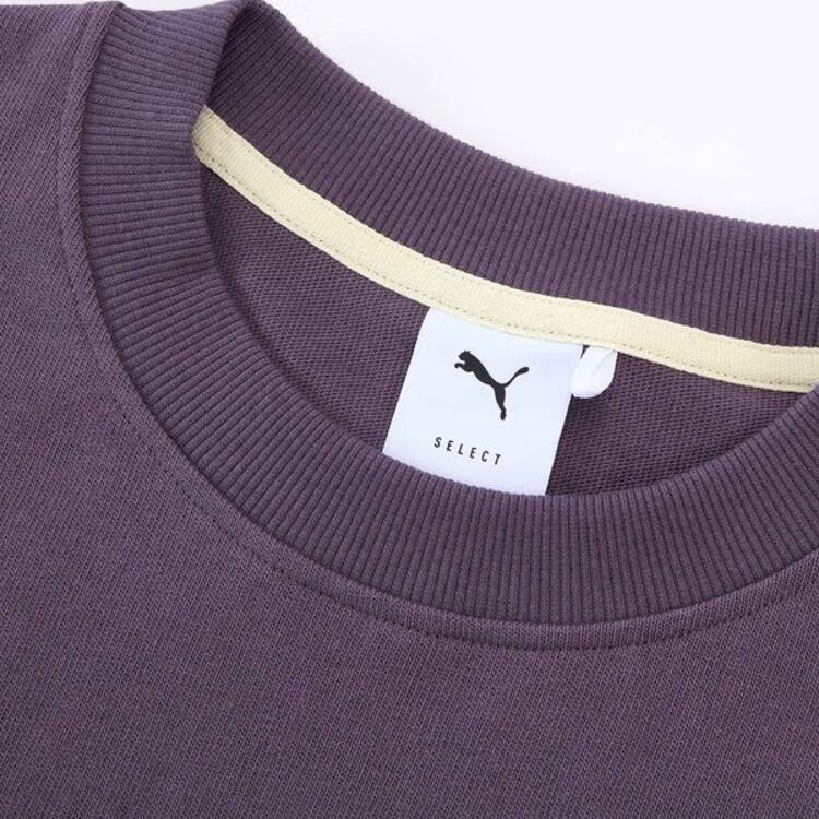 Puma Classics Select Haus Dopamine Casual Minimalist Pullover Short Sleeve T-Shirt Unisex T-Shirts Charcoal-Gray Purple 631561-46