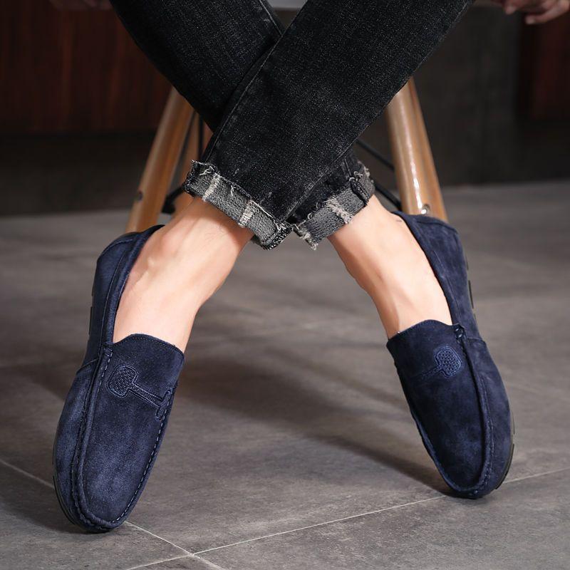 Man Casual Shoe Loafers Flat Suede Round Toe Leather Shoes for Men Adults Summer Sale Designer Comfortable Cowhide Slip-on Pu