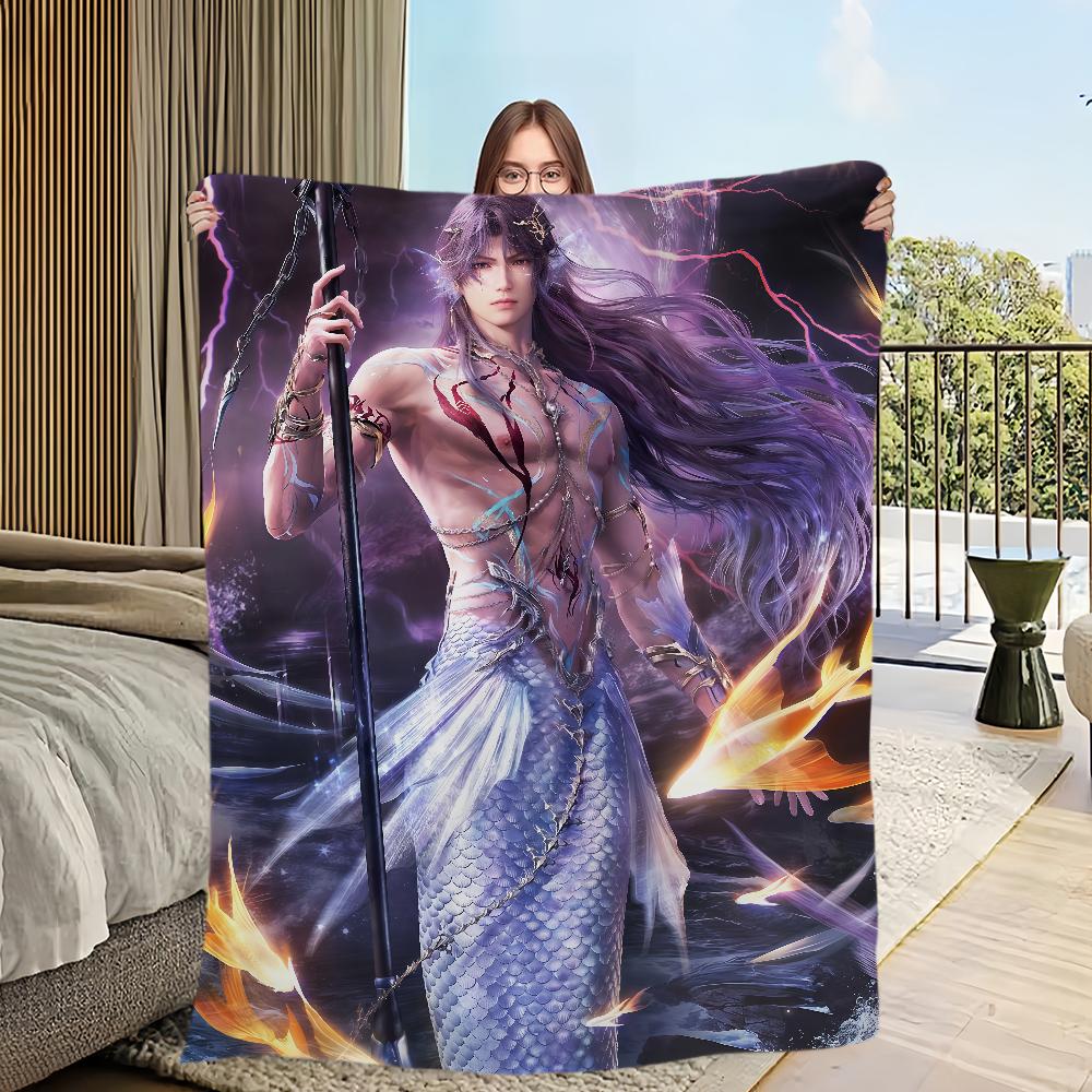 Love and Deepspace Rafayel Submerged Eclipse Merling Oath warm soft plush blanket for sofa living room bedroom travel Flannel