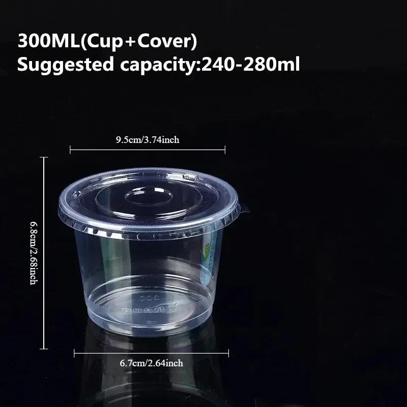 100PCS Pudding Cups Wiht Lids Plastic Boxes Ice-Cream Mousse Dessert Picnic Party Packing Dessert Cups with Lid 250ml/300ml