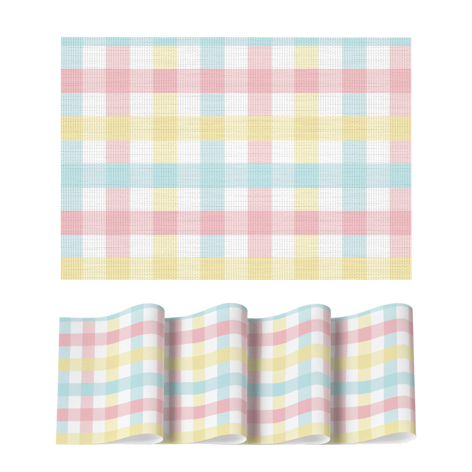 

Buffalo Plaid Vinyl Placemats Set of 4, 12x18 Inch Washable Non-Slip Heat Resistant Plastic Place Mats for Party Dining Table, Black/White 12 x 18 , Rectangular 4 Pcs