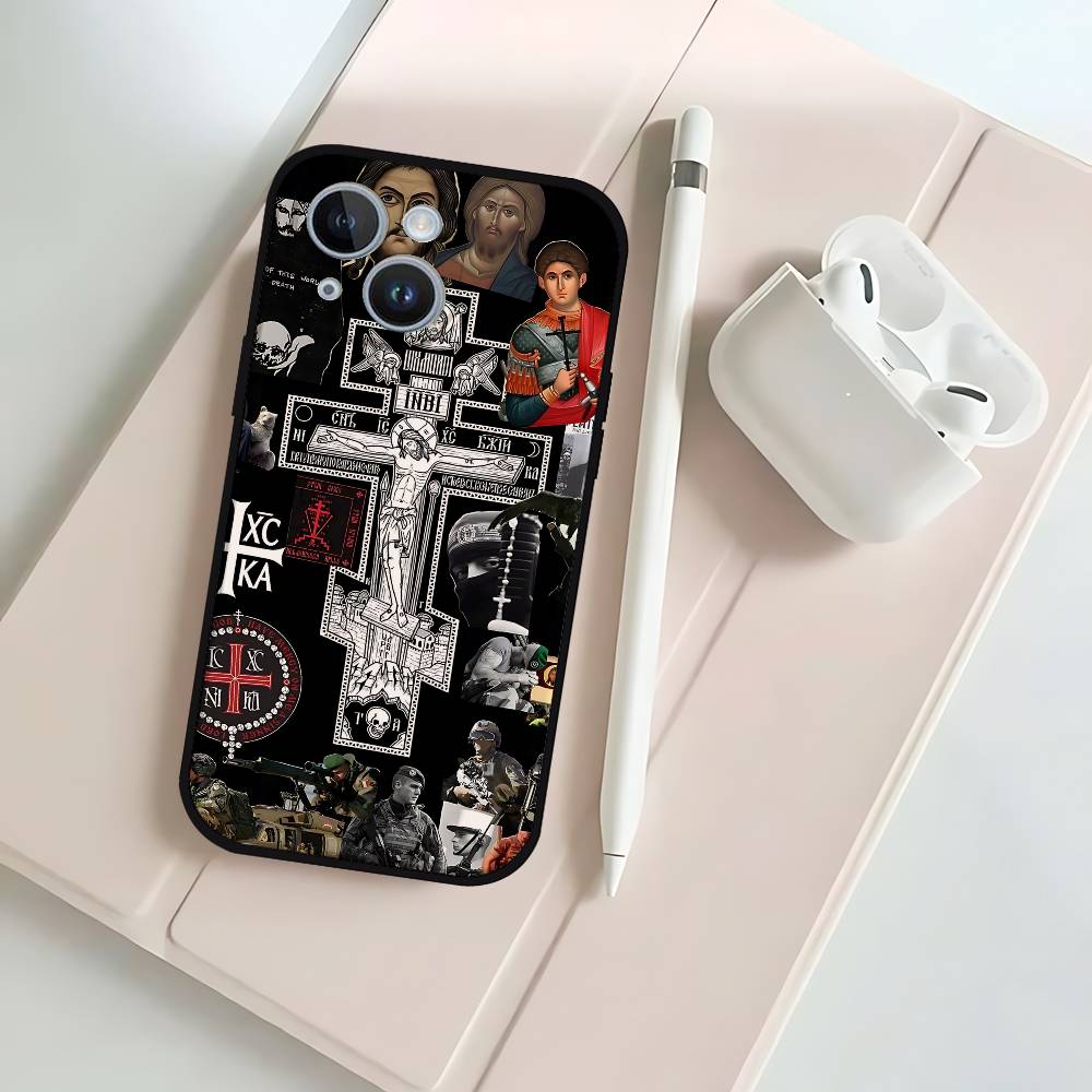 Orthodox Kruis Icoon Telefoonhoesje Voor IPhone 17 16 15 14 13 12 11 X XR XS Plus Pro Max Mini Zachte Zwarte Cover iPhone12PRO