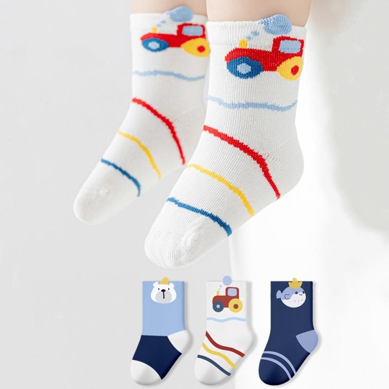 Cute Kids Socks For Boys Cotton Children Sock Casual Cartoon Car Autumn Spring Warm Children Middle Tube Socks 0-5Years