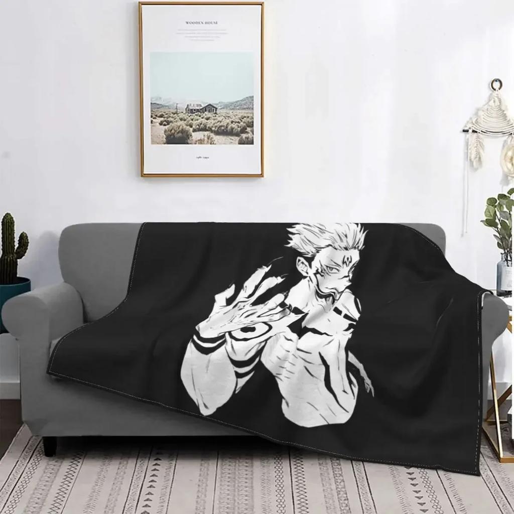 3D-Druck coole Anime Sukuna jujutsu Kaisen Decken bequem weich Flanell Herbst Manga Überwurfdecke für Sofa Reise Schlafzimmer