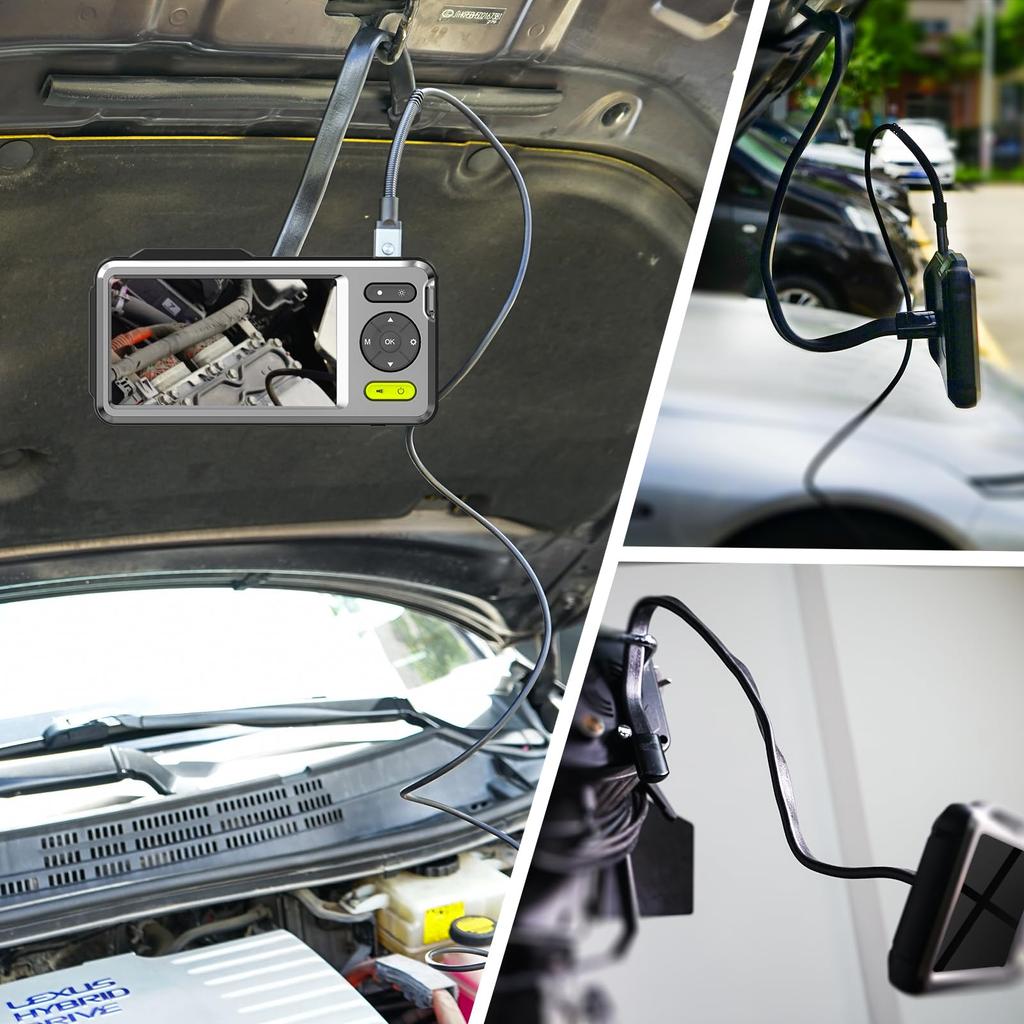 AMTORIN Fiberscope 5 Inch IPS Display Diameter 5 Mm Length 5 M Dual Fiber Scope Comes with 32G Memory Card and Special Tool Box Endoscope with Cameras