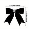 Water Diamond Heart-Shaped Velvet Bow Hair Clip, Sweet Girl Retro Elegant Temperament High-end Hair Accessory
