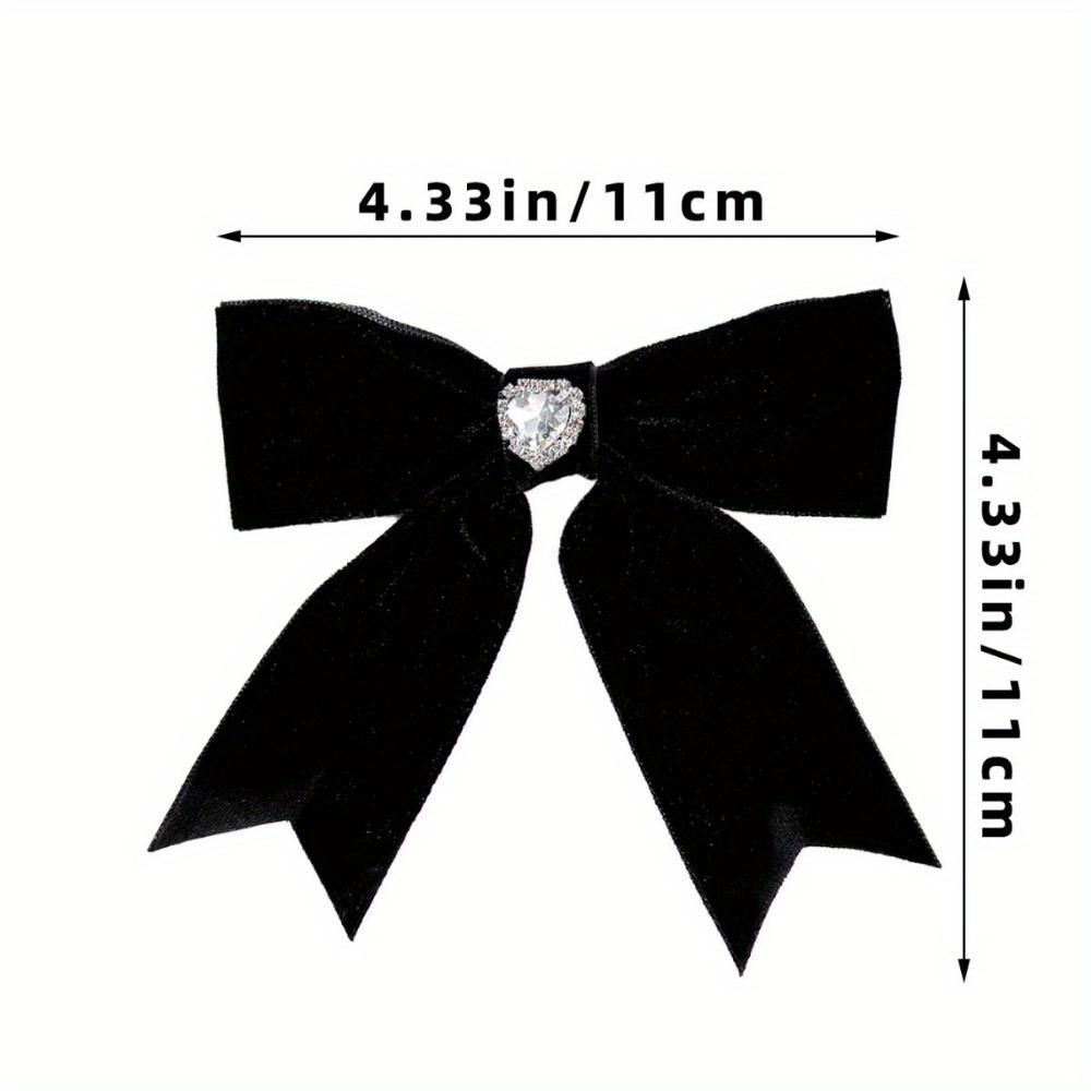 Water Diamond Heart-Shaped Velvet Bow Hair Clip, Sweet Girl Retro Elegant Temperament High-end Hair Accessory