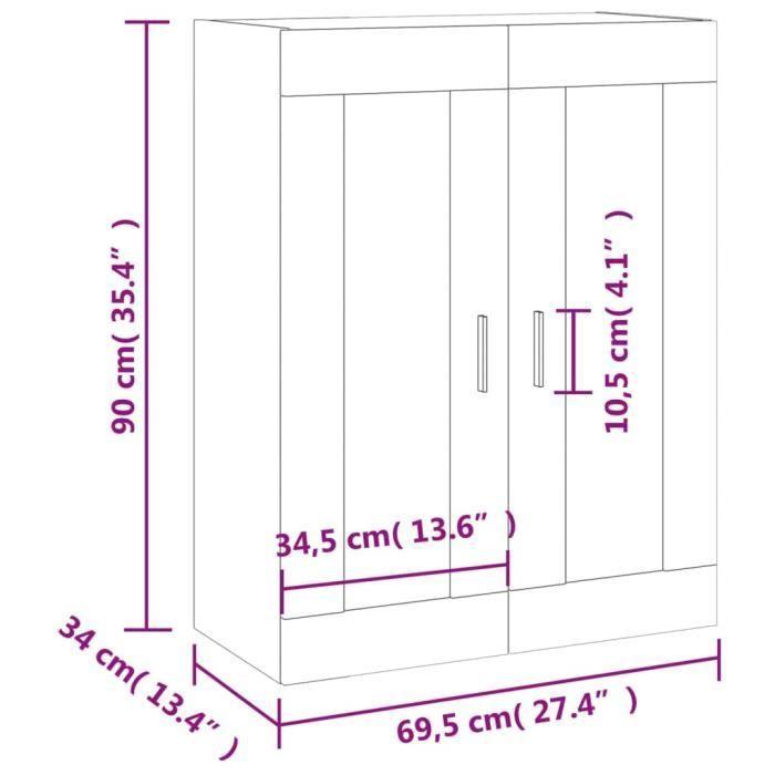VidaXL Wall Cabinet Concrete Grey 69.5x34x90 Cm 828496