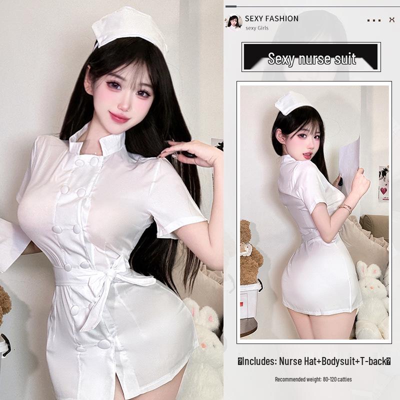 Verführerische Krankenschwester Rollenspiel Dessous Schnellverschluss Set