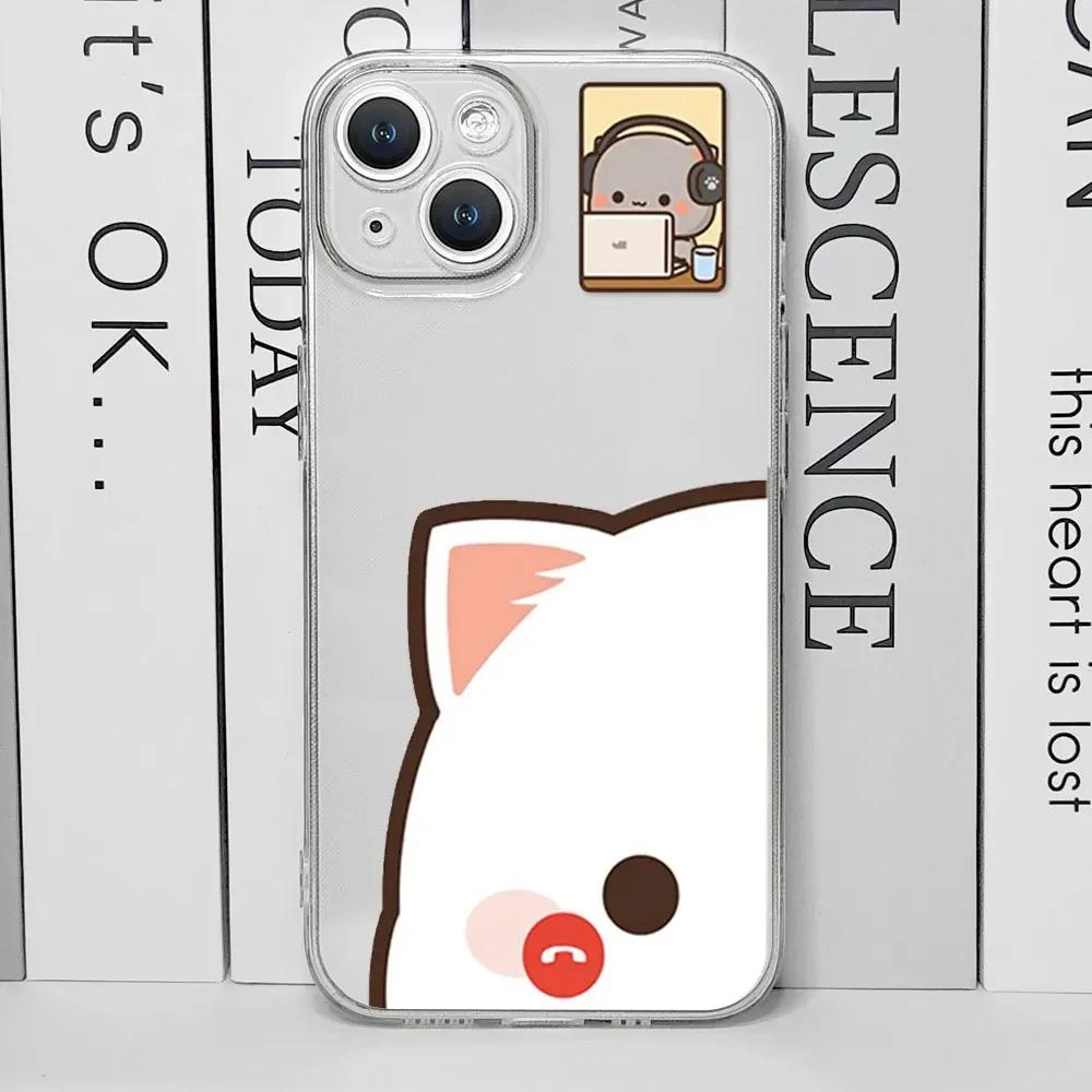 Funny Cartoon Heart Cat Paired Couple Phone Case for IPhone 11 12 13 16 15 Pro Max Mini X XS 7 8 14 Plus SE2 Clear Lovers Covers