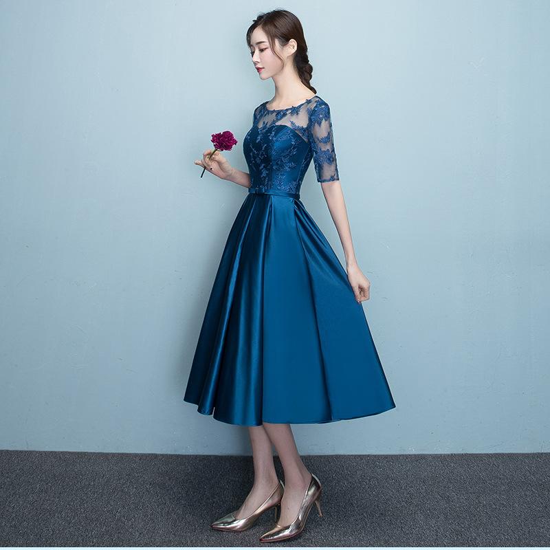 Dress Dress New Spring Medium and Long Elegant Party Blue Thin Annual Meeting Evening Dress