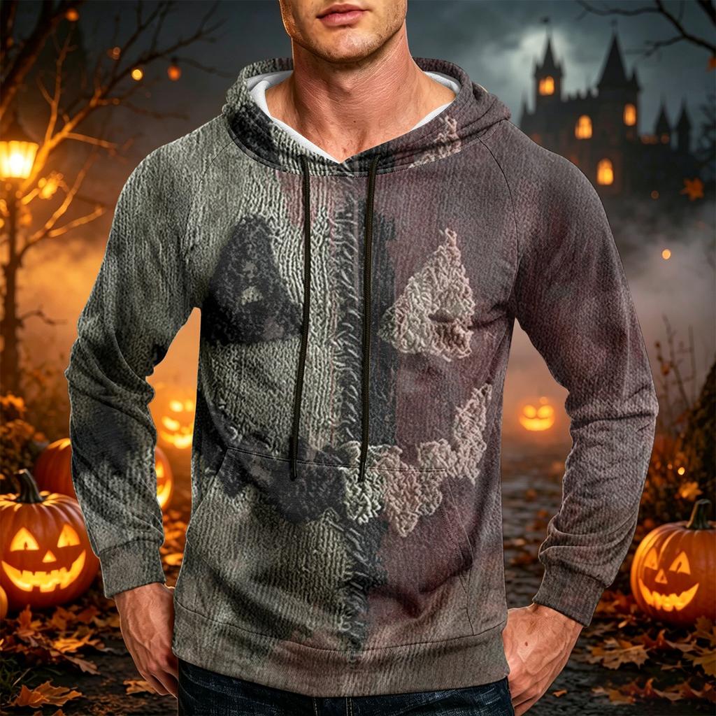 Men's Casual Loose Fit Hoodie with Pocket Drawstring Printed Design for Everyday Wear