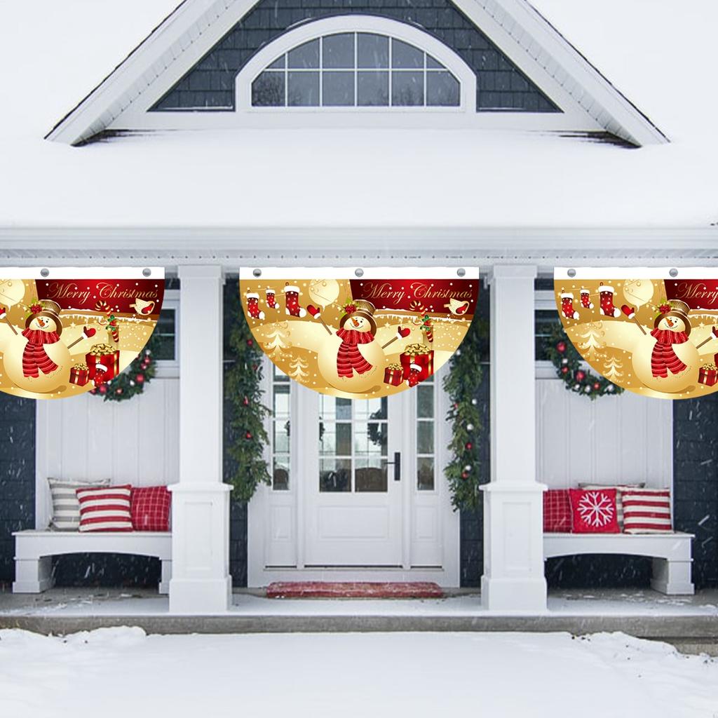Christmas Outdoor Fan-shaped Flag Banner Christmas Decor for Home 2025 Cristmas Drop Ornament Xmas Navidad Gift New Year 2025
