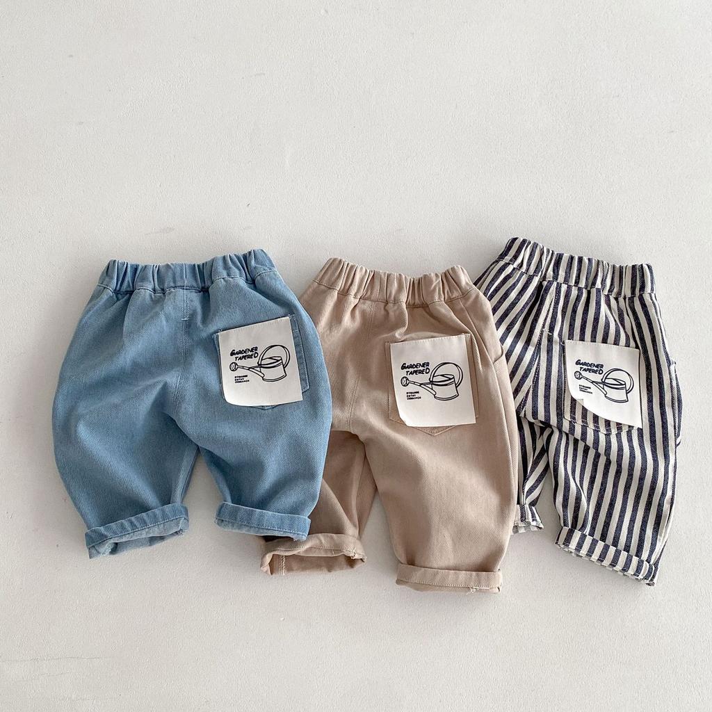 1-5Y Children Jeans Boys Denim Pants Mid Waist Girls Trousers Fashion Kids Plaid Pants