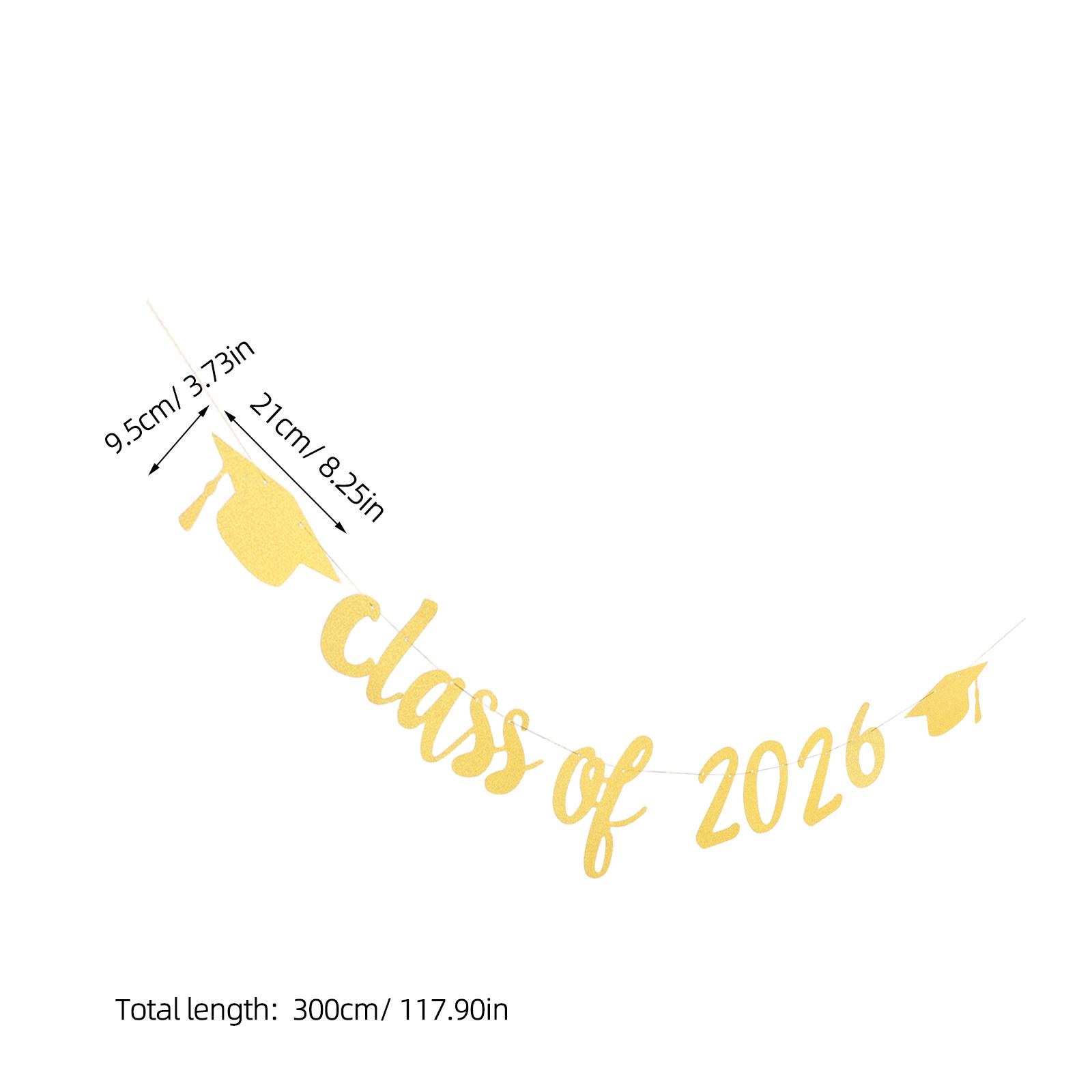 

1Set Graduation Glitter Garland Class of 2026 Banner Golden Sparkling Decoration for High School Senior College Grad Party золотистый