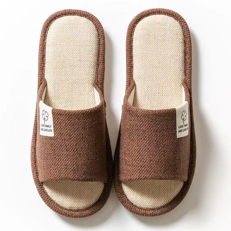 Unisex Cotton Linen Indoor Slippers - Non-Slip, All-Season Comfort for Couples