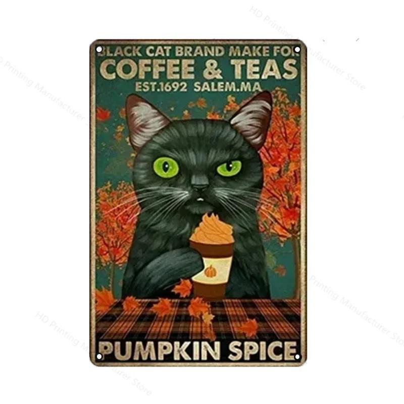 Black Cat Women Metal Sign Vintage 30 *20cm Tin Plaque Coffee Yoga Bedroom Club Decoration Home Vintage Art Plate Wall Poster