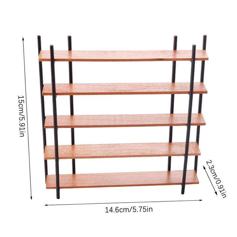 1/12 Dollhouse Simulation Bookshelf Five-Layer Storage Rack Model Doll Home Miniature Display Stand Furniture Decor Toy