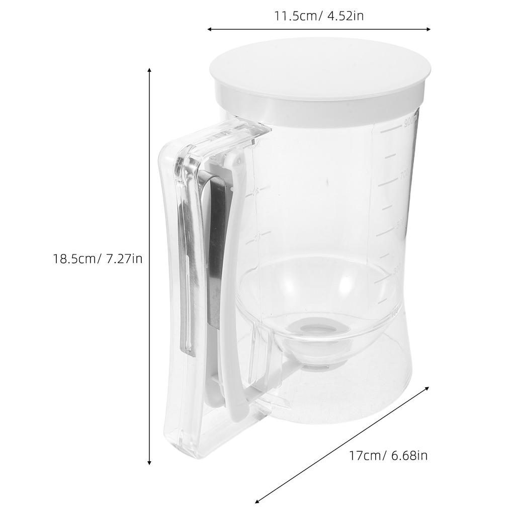 4-Cup Batter Mixing Jug Dispenser with Squeeze Handle Portion Control Non-Drip Pouring for Pancakes Waffles Cupcakes Crepes Mini