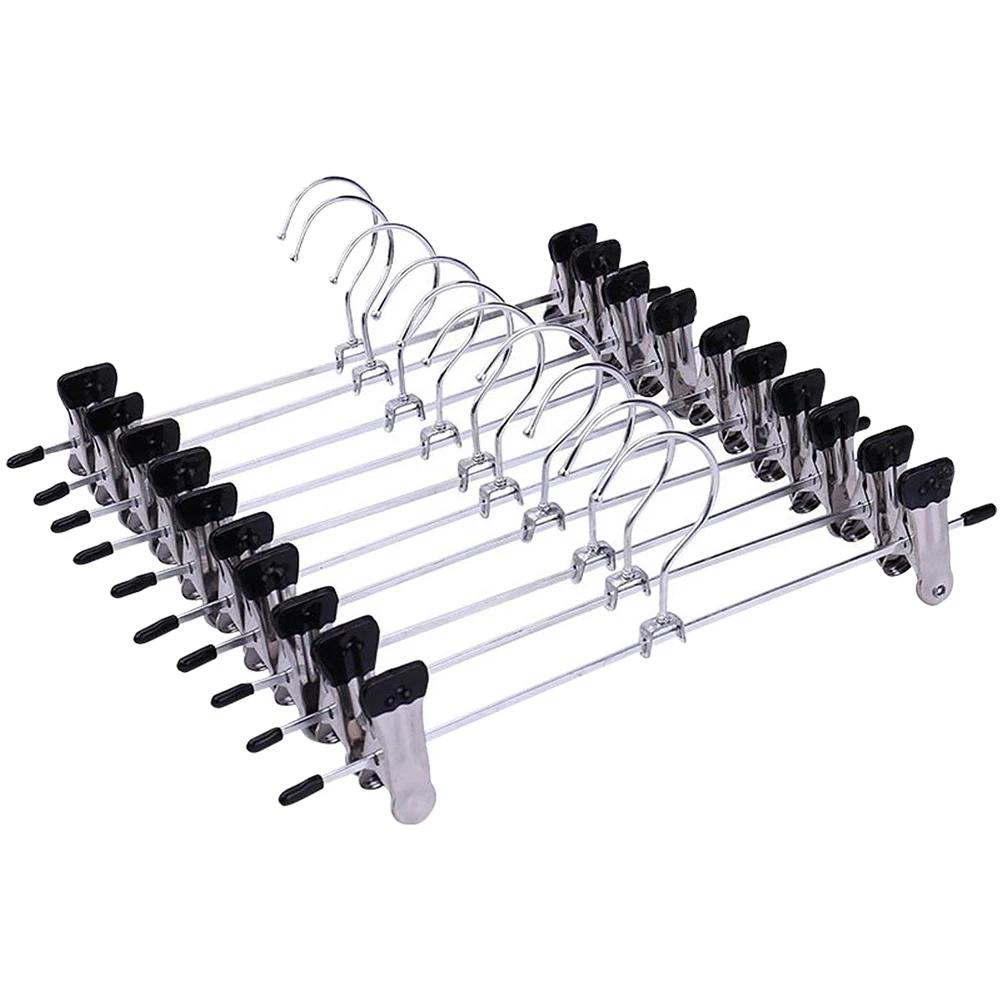 

10pcs Pants Racks Wind Proof Multi-purpose Skirt Racks For Clothes Drying Trousers Wardrobe Clip Anti-slip Clothes Hanger