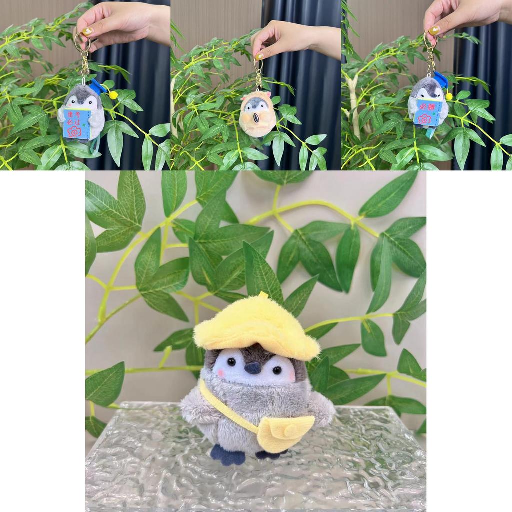 Soft And Cuddly Penguin Plush Keychain Featuring Charming Hat Design