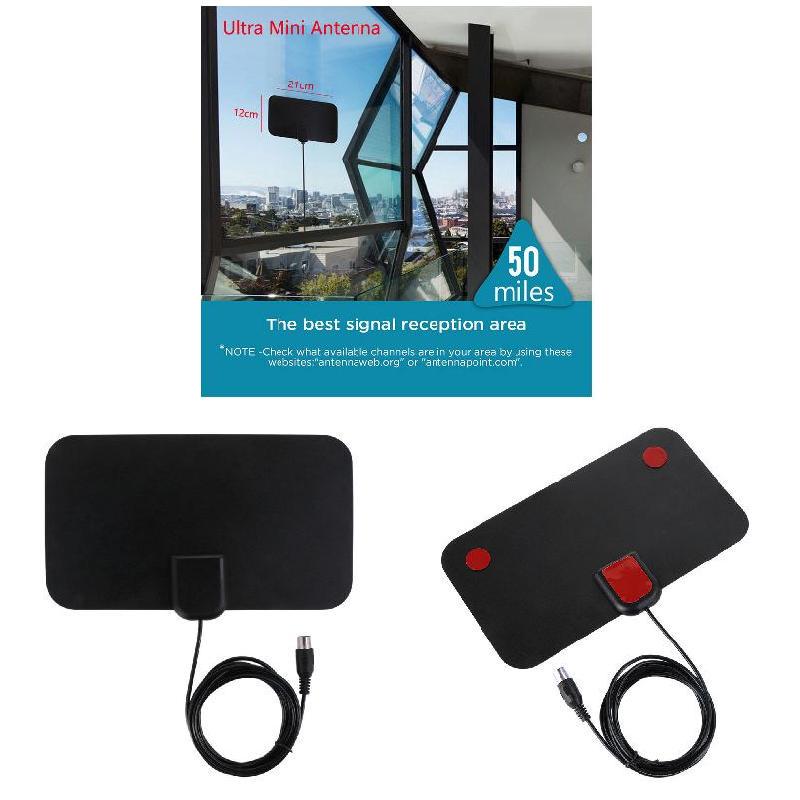 TV HD Range Antenna Cable Flat Definition Fix DTV Mile Thin HDTV