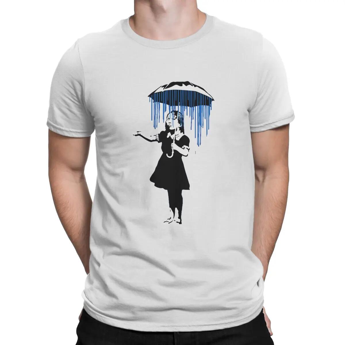 

Men s Raining on the Inside T Shirt Banksy Street Graffiti Artist Pure Cotton Clothing Leisure Short Sleeve Round Neck Tee Sh... S разноцветный