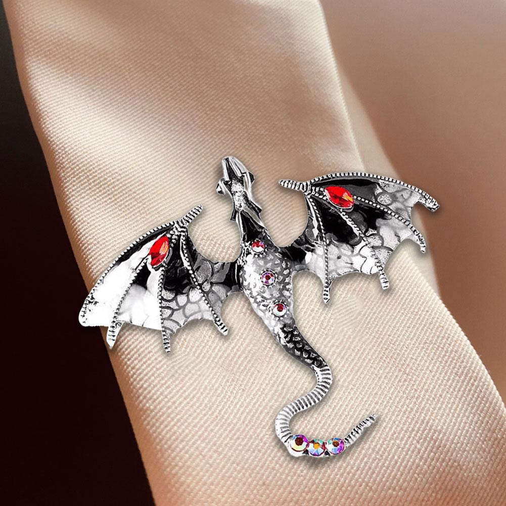 Fliegende Drachenbrosche Vintage Drachenbrosche mit Strass Emaille Drachenbrosche Exquisite Kleidung Hut Taschenaccessoires