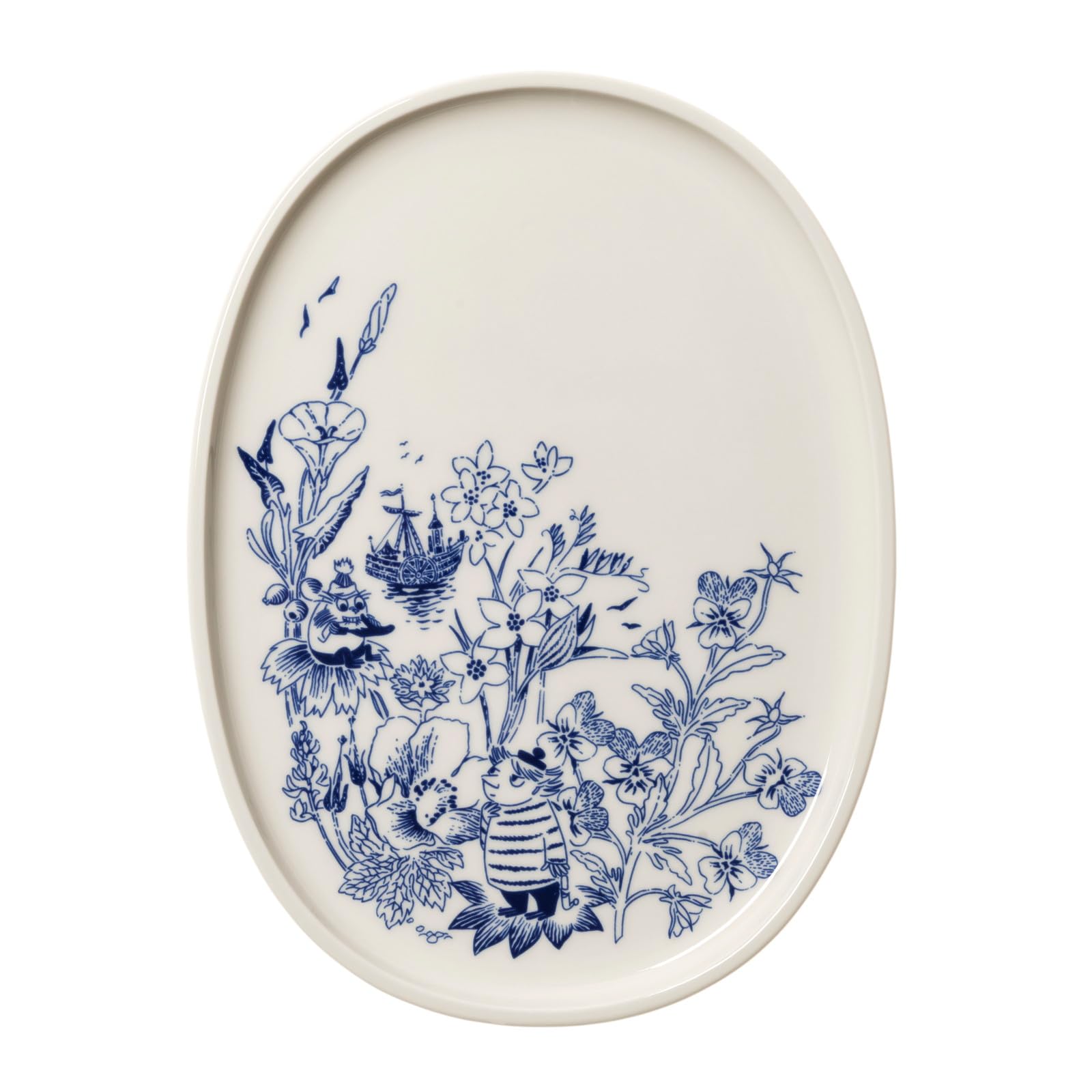 [Official Import] Moomin Arabia Hal Serving Plate, Blue, Approx. 23cm (W) x 17cm (D)