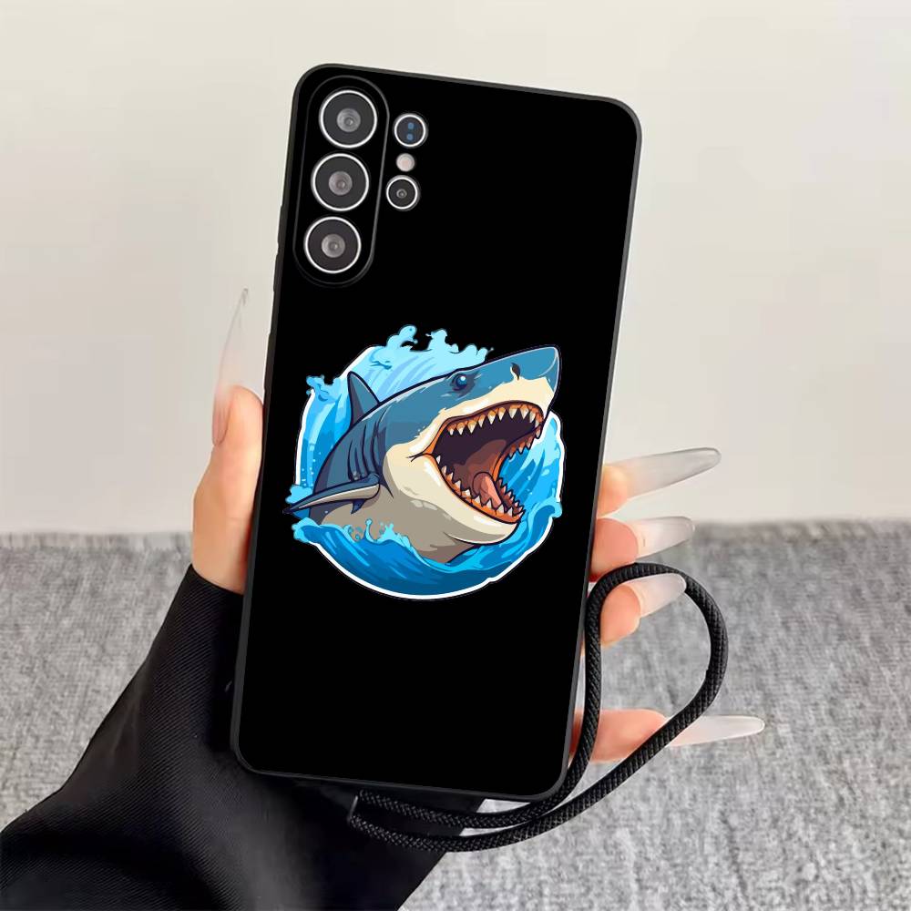 

Shark Graffiti Phone Case For Samsung S25,S24,S21,S22,S23,S30,Ultra,S20,Plus,Fe,Soft Silicone Black Cover Samsung S25Plus