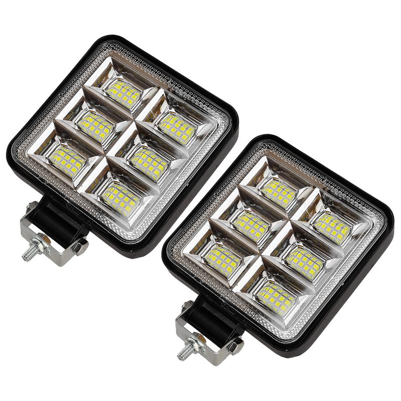 2pcs Cars Truck Off Road SUVs Vans Square 4-Inch White LED Work Light Pods Flood Spot Lamp