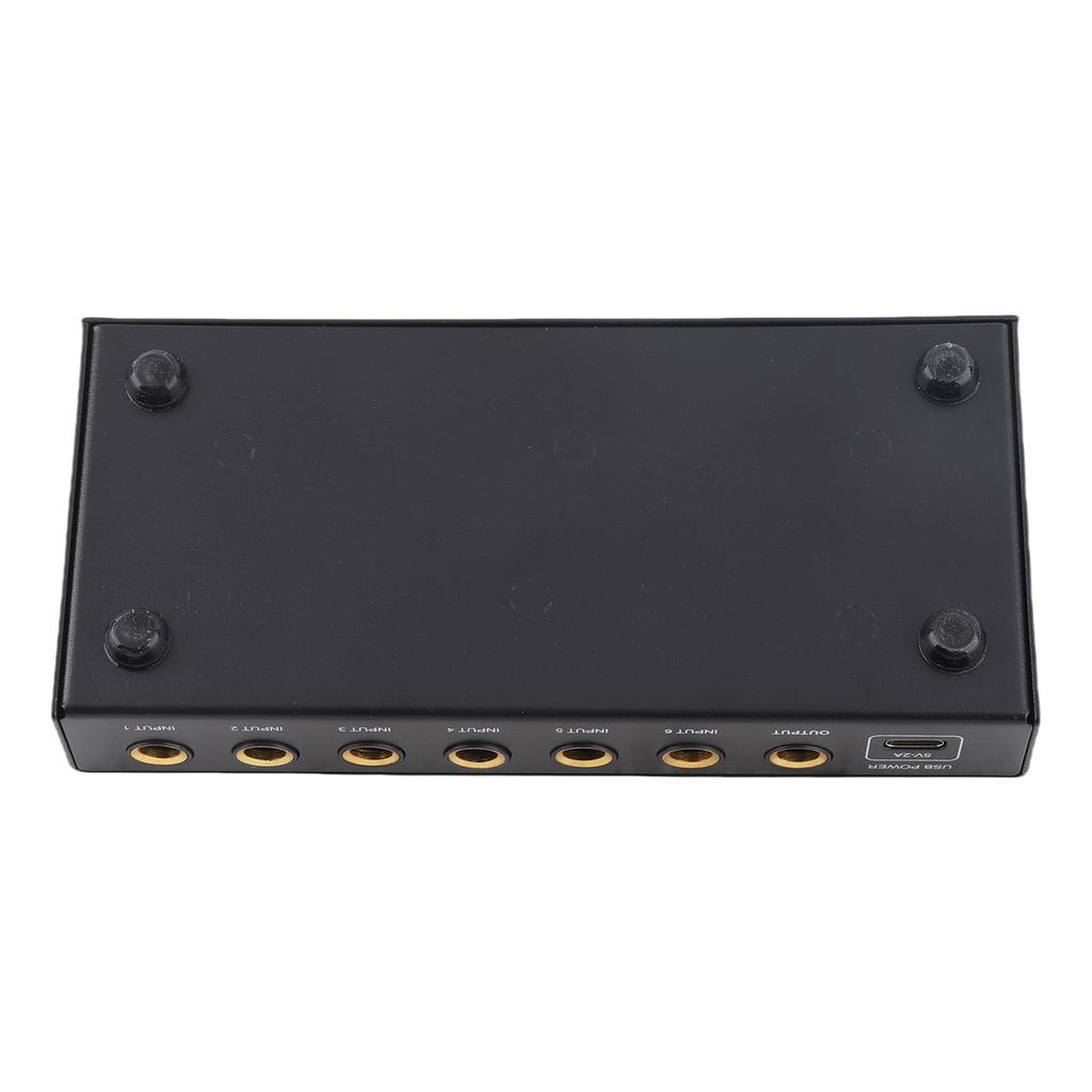 6 Channel Audio Mixer Stereo Line Mixer Metal Shell USB Type C Power Supply for Guitar Bass Keyboard Stage 6.35mm Mono