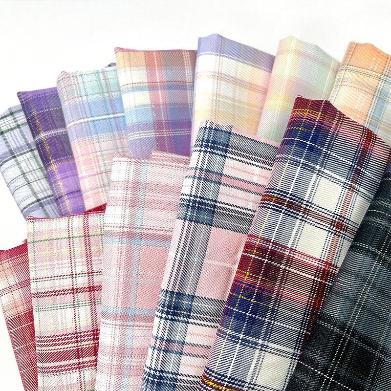 New Plaid Polyester Yarn-Dyed Fabric with Gold & Silver Threads for DIY Pleated Skirts