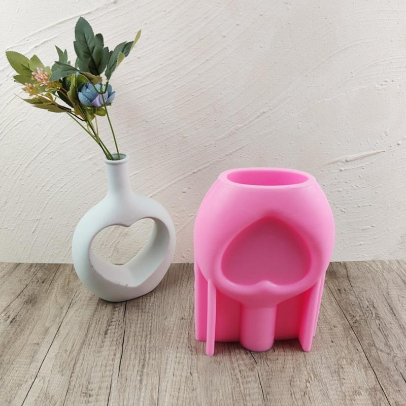 Silicone Flowerpots Mold DIY Concrete Moulds Heart Shape Jar Mould Garden Desktop Decoration Silicone Vase Molds for DIY