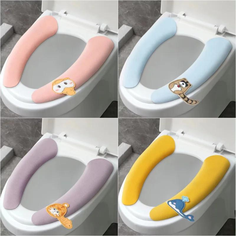 Haushaltsbadezimmer-Toilettendeckel-Set, Sockel, Cartoon-WC, klebrige Sitzauflage, waschbar, universeller Toilettensitzbezug, Kissen