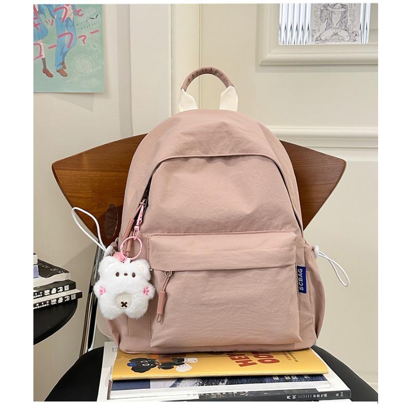 Japanese Soft Girl Bag Female Korean Version of Solid Color Joker Girl Backpack Junior High School Students High School Students Backpack.