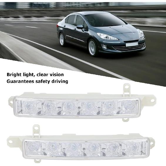 EVGATSAUTO LED Fog Lights compatible with 308S 408, 2 Piece Daytime Running Lamp Set, 6 LED Bright Light