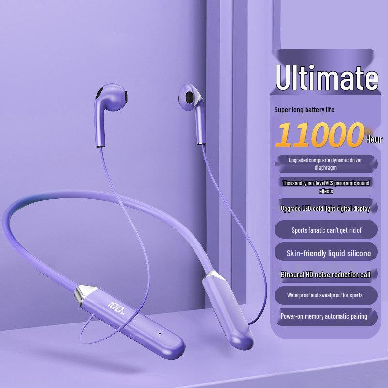 Bluetooth Sports Neckband Headset with Super Bass & Long Battery Life - Compatible with Apple, vivo, Xiaomi, OPPO, Huawei