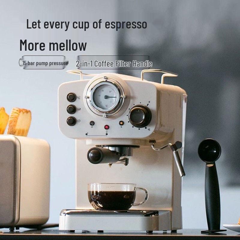 Retro Italian Semi-Automatic Espresso Machine with Milk Frother (2025 Model)